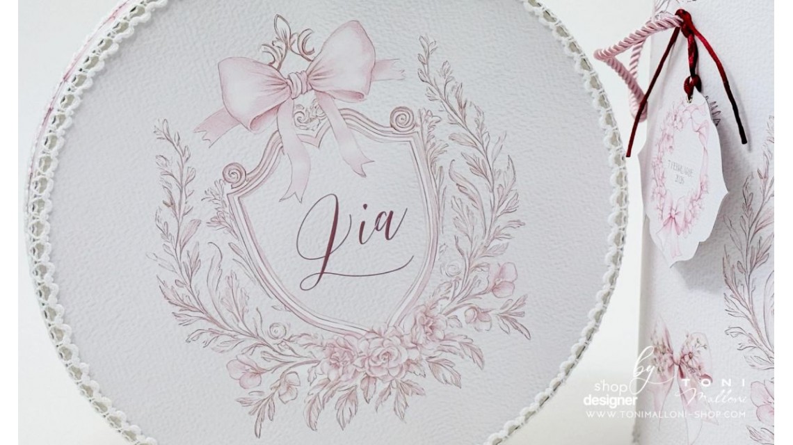 Trusou botez Pink Bows alb murdar, roz pudră și burgundy 32